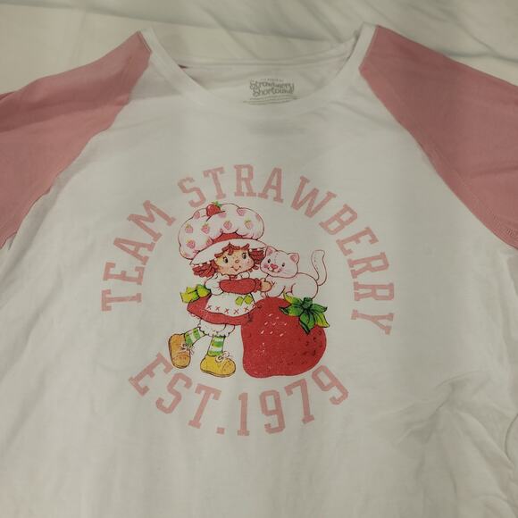 Strawberry Shortcake Casual Short Sleeve Crew Neck Shirt Womens Size 3X White - Picture 1 of 8
